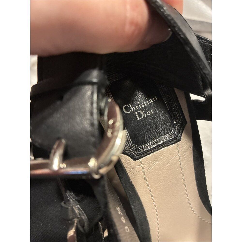 Christian Dior Authentic Solid Black Leather Heel… - image 7